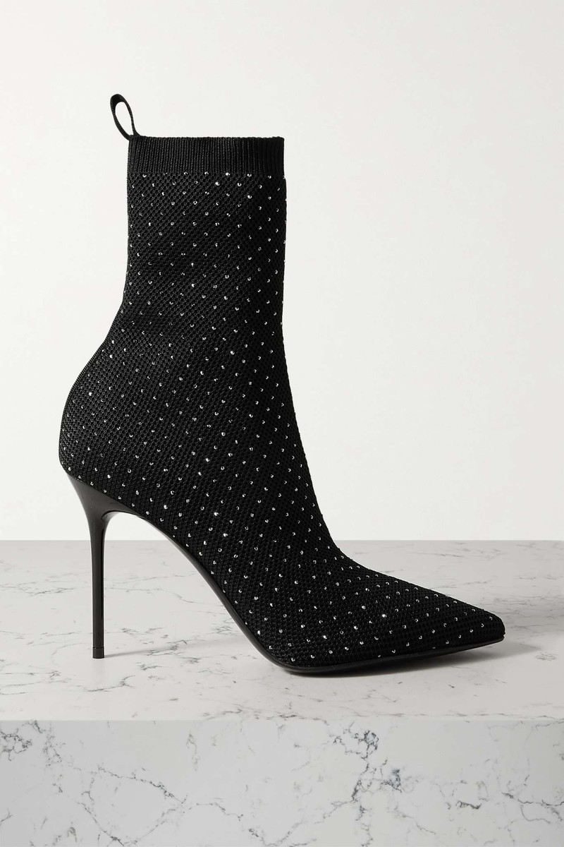 Crystal-embellished stretch-knit sock boots 1
