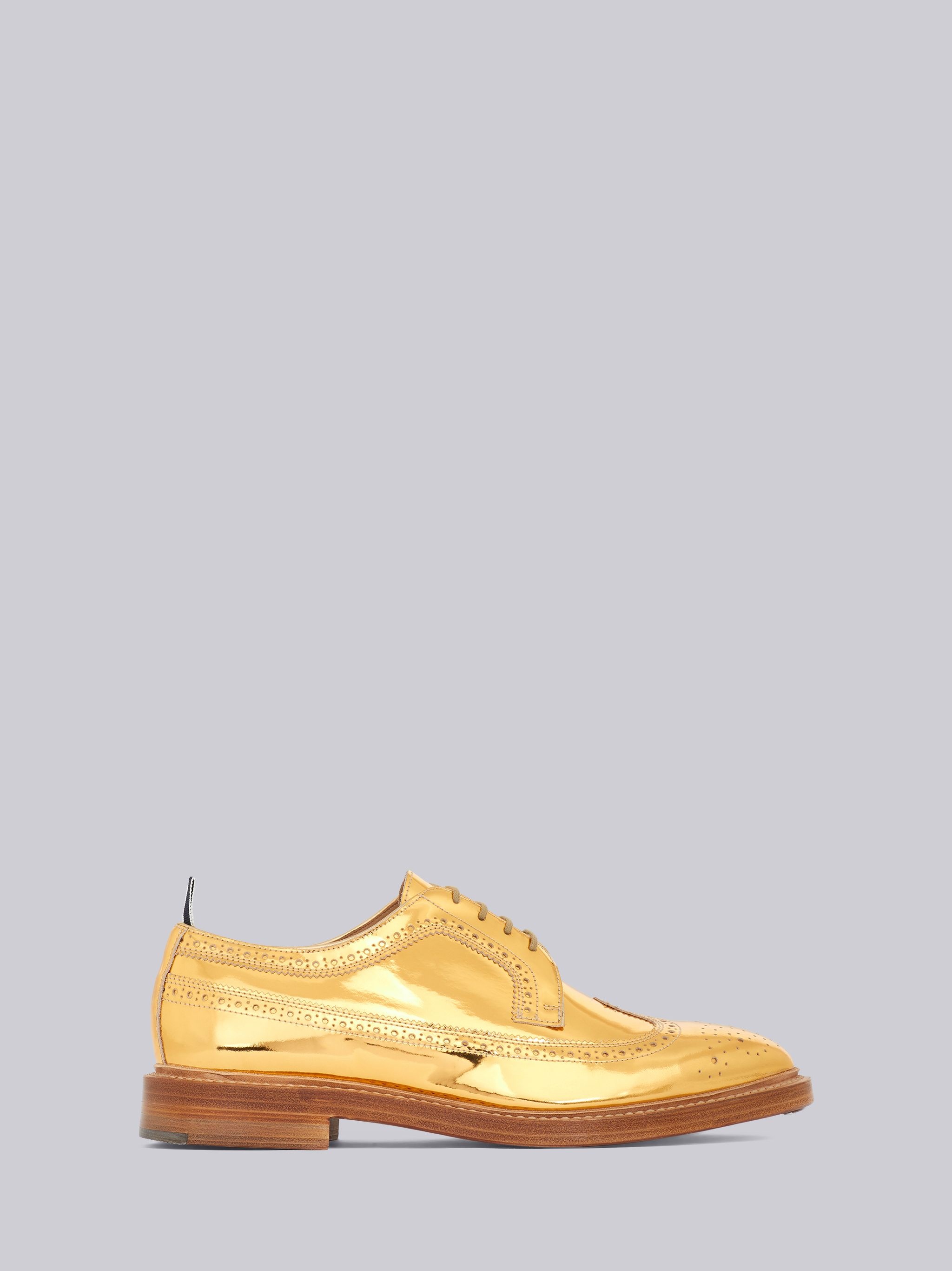 Gold Mirror Polished Calf Leather Longwing Brogue - 1