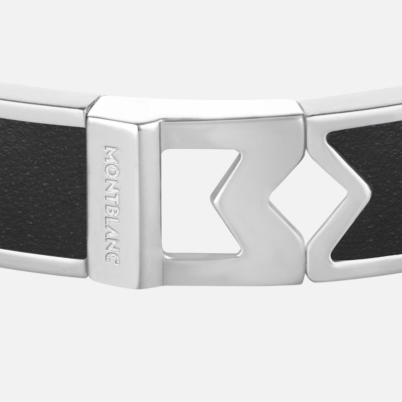 Montblanc Bangle Steel Montblanc M logo Black leather outlook