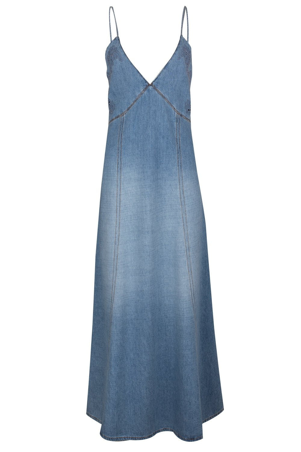 Long Flare Denim Dress - 1