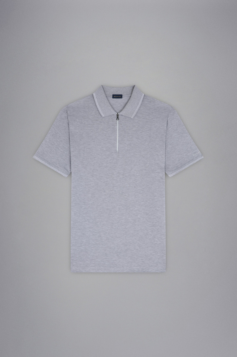 COTTON PIQUÉ POLO SHIRT WITH ZIP - 1
