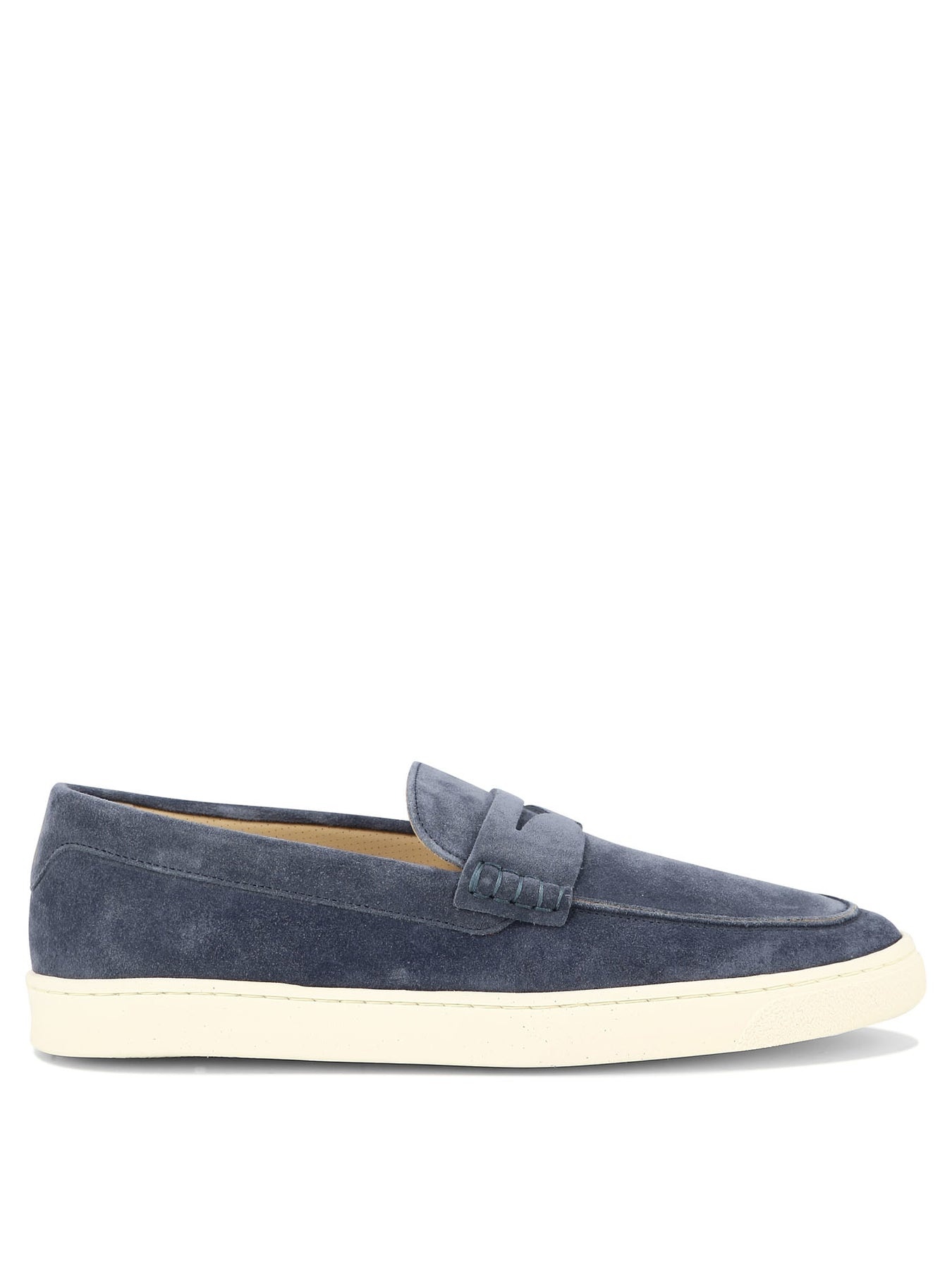 Suede Loafers With Latex Sole Loafers & Slippers Blue - 1