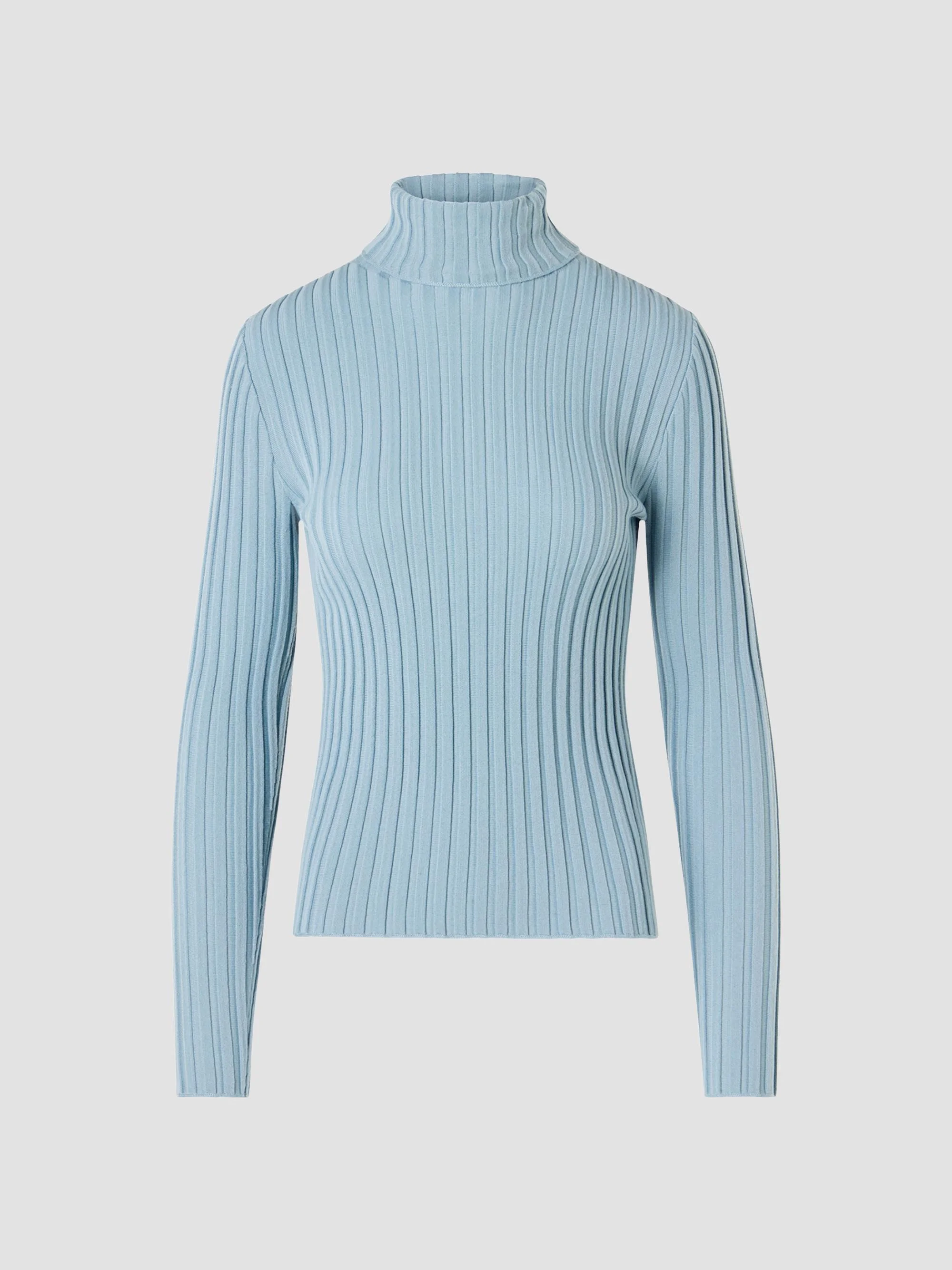 Women's Wool Knit Turtleneck Sweater - Light Blue - 1