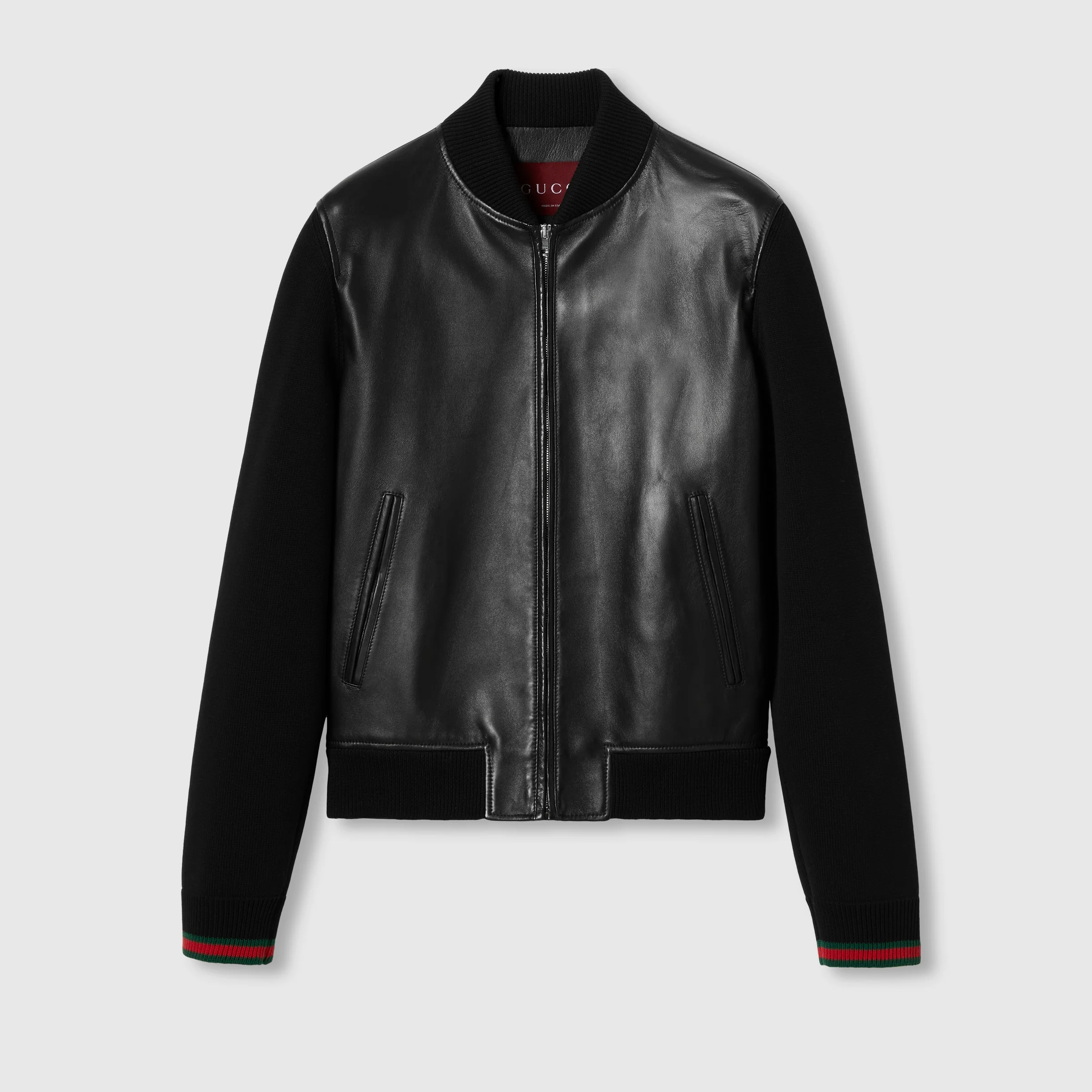 Nappa leather and knit bomber jacket - 1