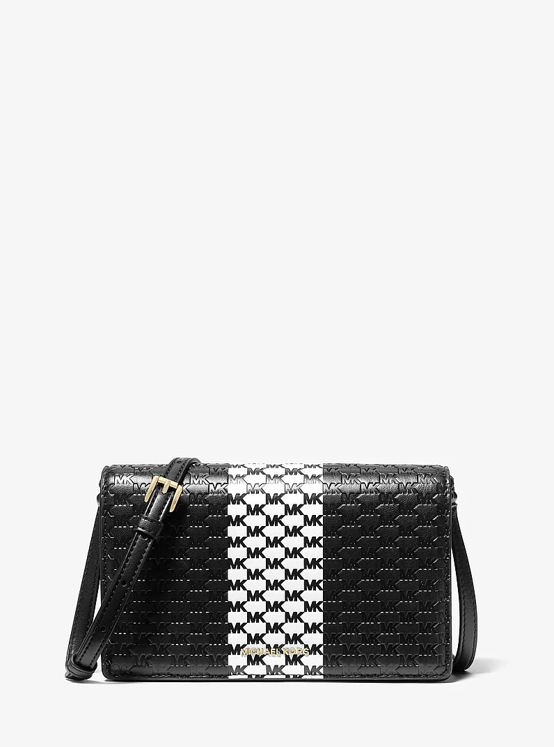 Jet Set Medium Logo Embossed Leather Crossbody Bag - 1