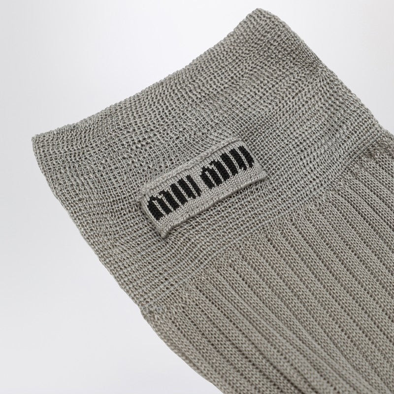 Miu Miu Grey Silk-Blend Socks Women - 2