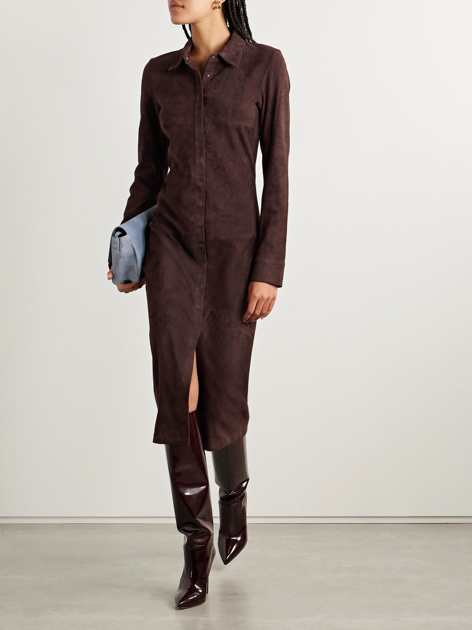 Becky suede midi shirt dress Brown - 2