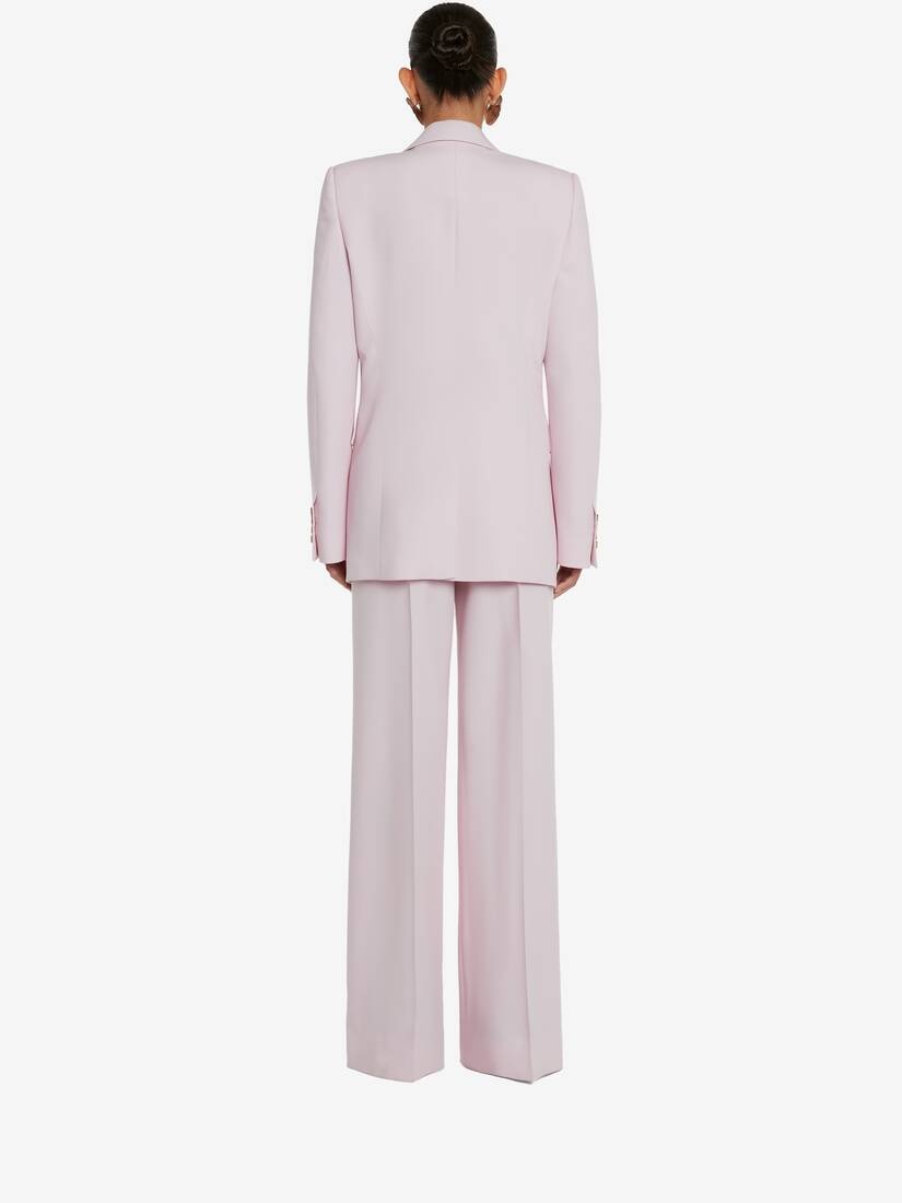 Women's Wool Wide Leg Trousers in Porcelain - 4