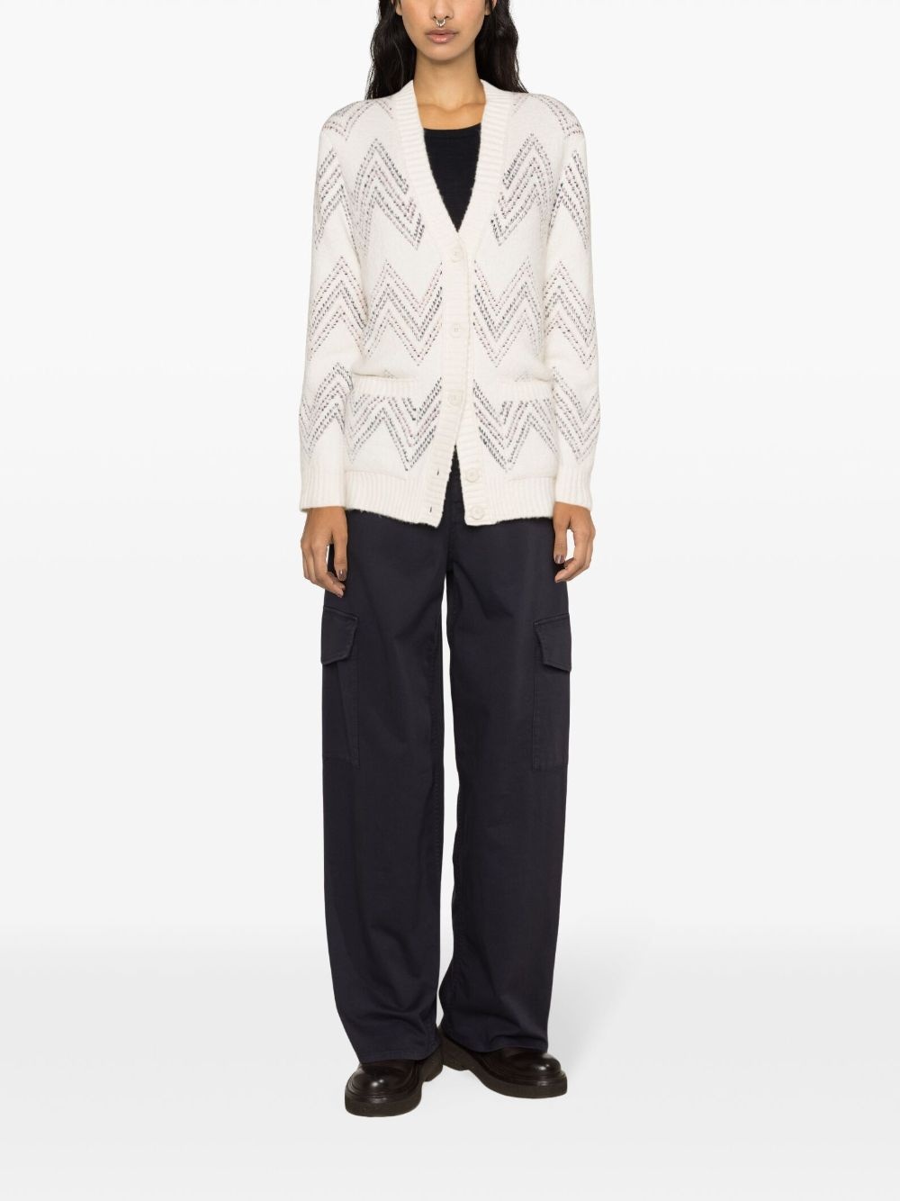 zigzag-jacquard cardigan - 2