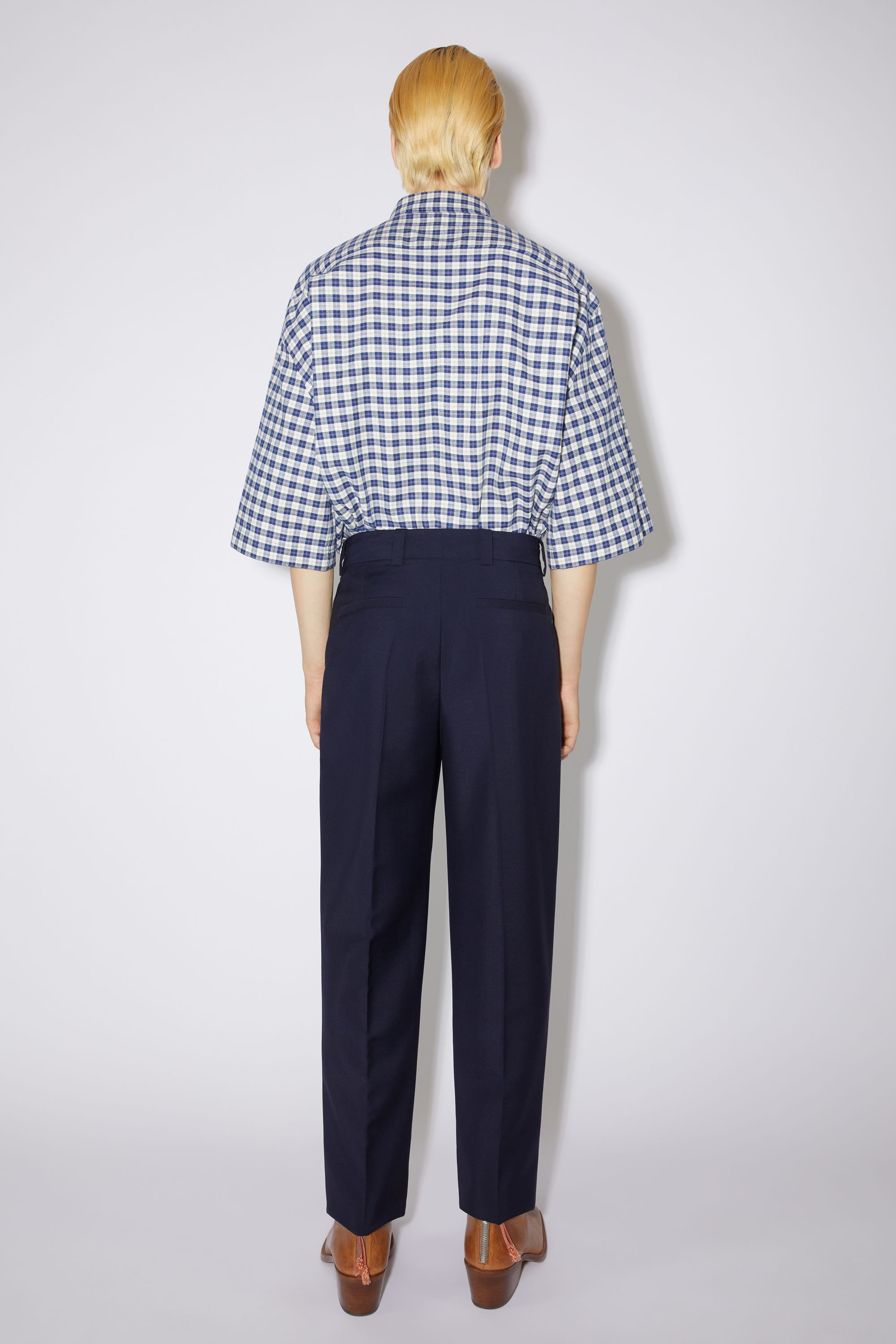 Wool-blend tailored trousers - Dark navy - 3