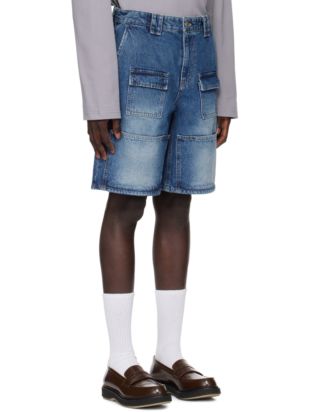 Blue Pocket Denim Shorts - 2