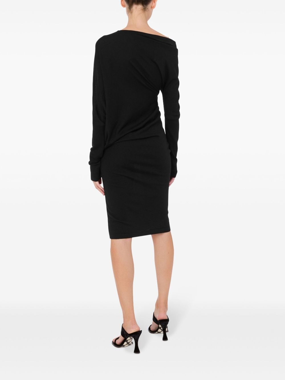 asymmetric neck mini dress - 3