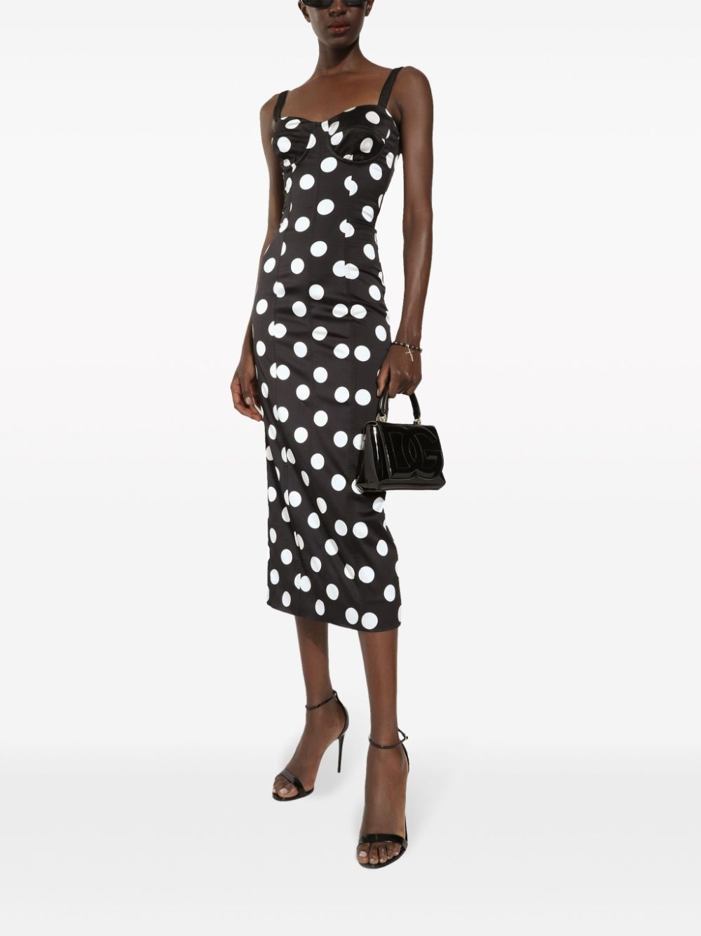 polka dot-print satin dress - 2