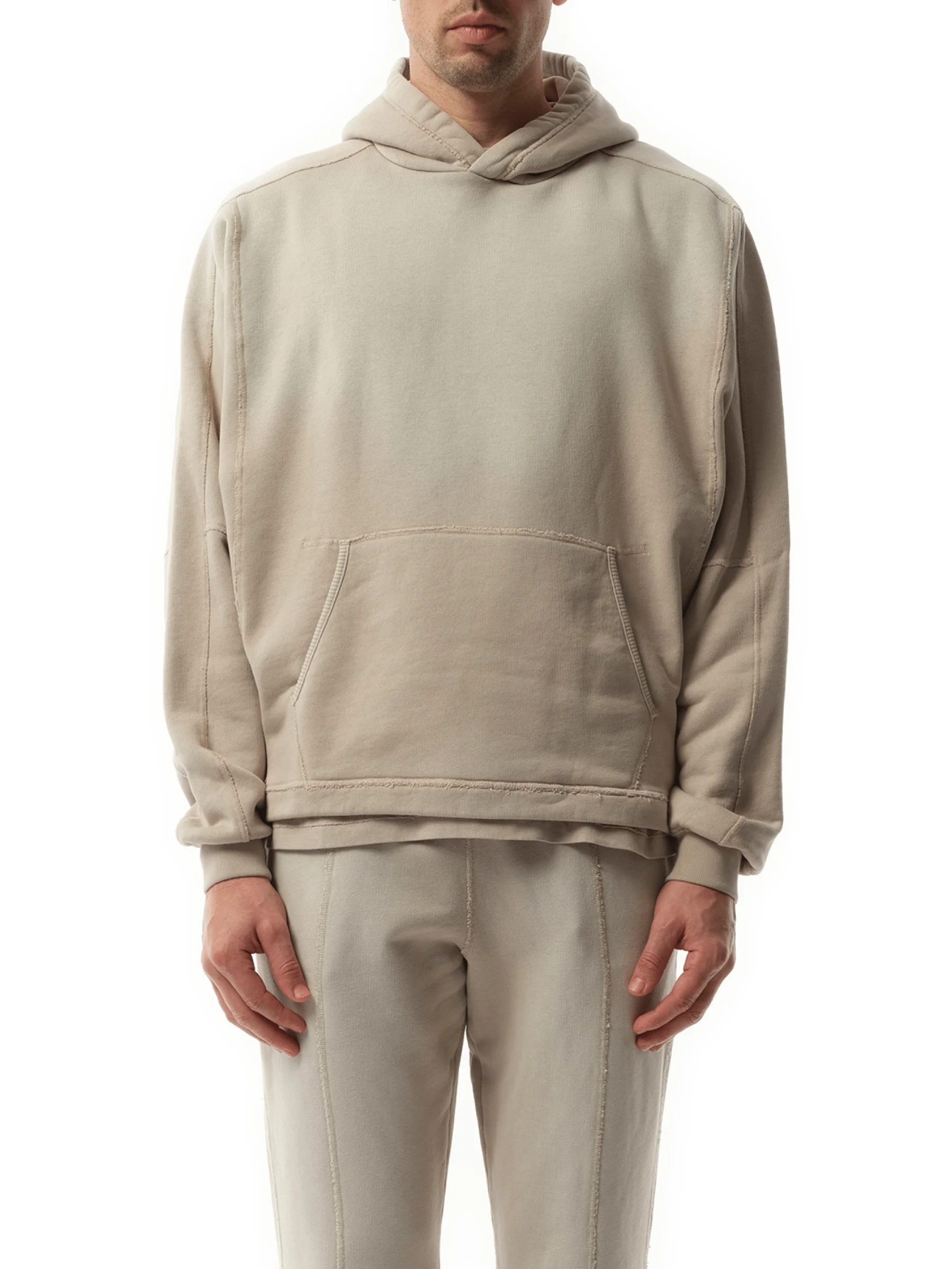 Step Hem Hoodie in Oat - 1