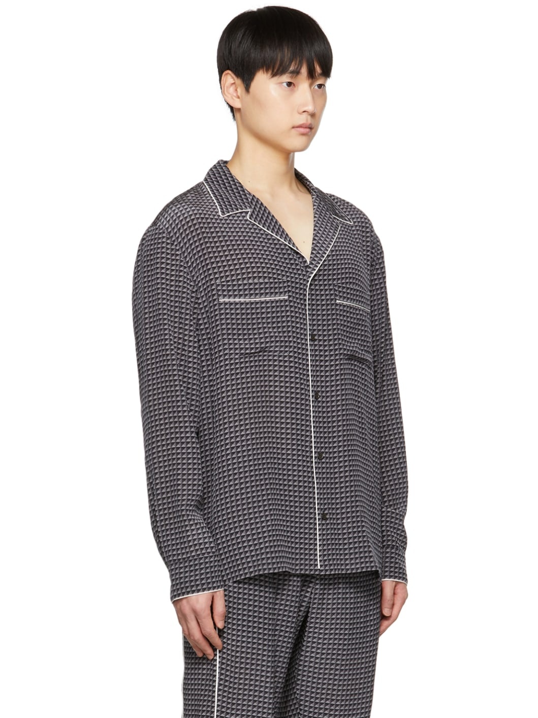Gray Ministud Printed Pyjama Shirt - 2