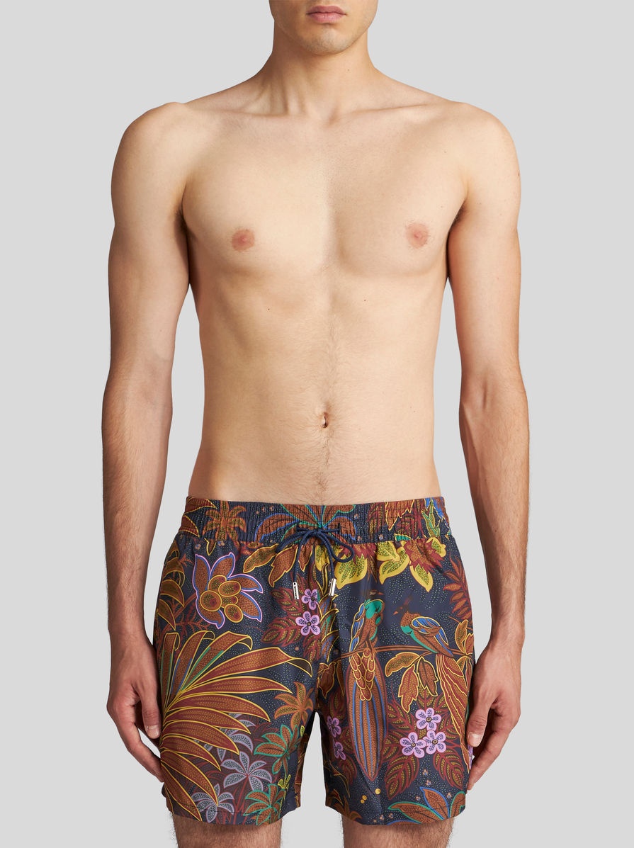 FLORAL JUNGLE PRINT SWIM SHORTS - 2