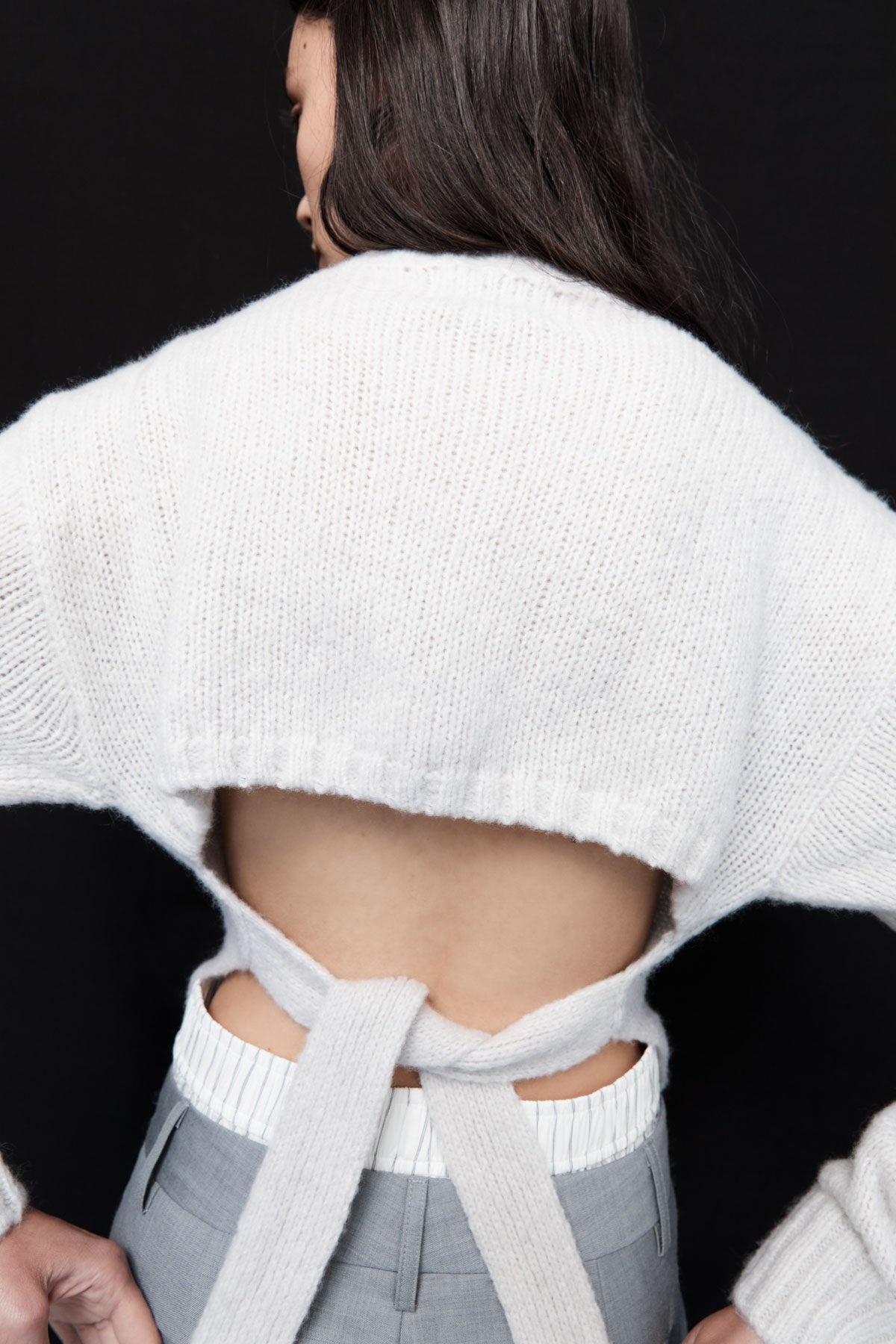 Wool Cashmere Blend Tie Back Jumper - Mist - 6