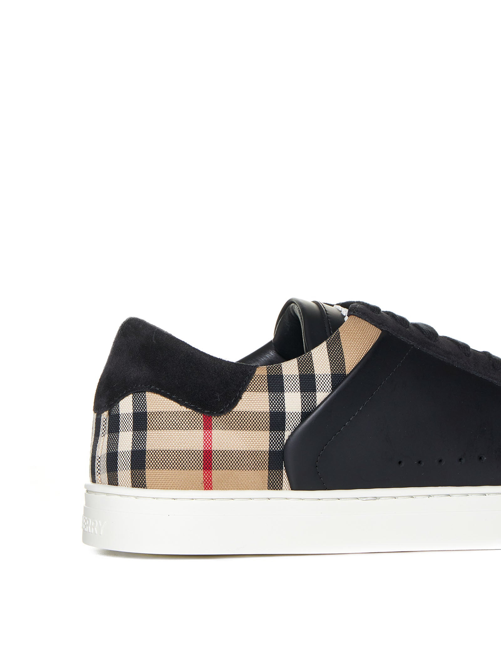 Stevie check canvas and leather sneakers - 4