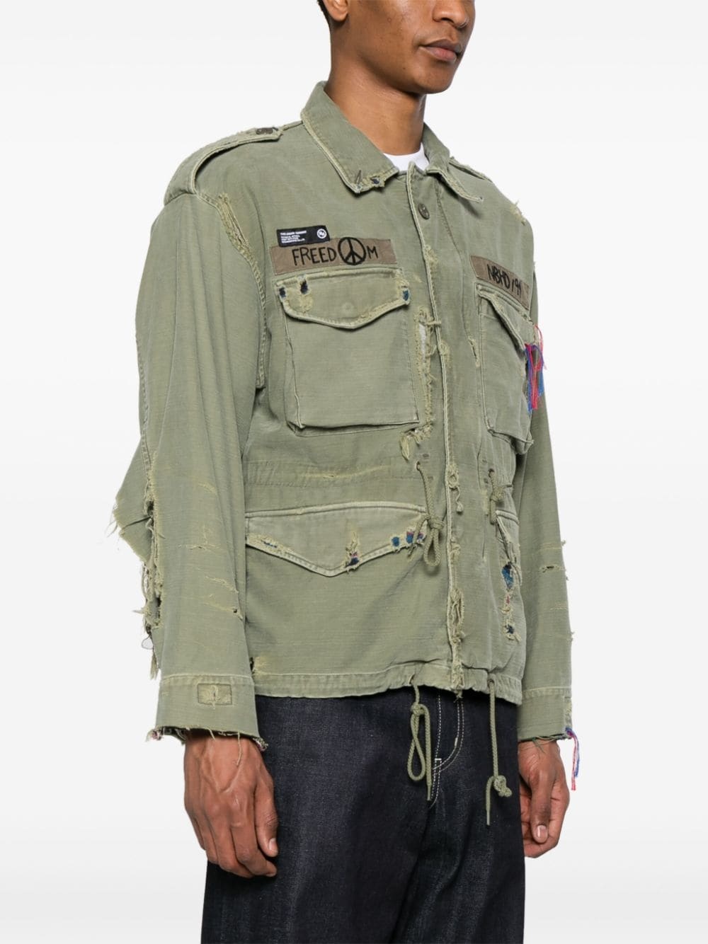 distressed military jacket - 3