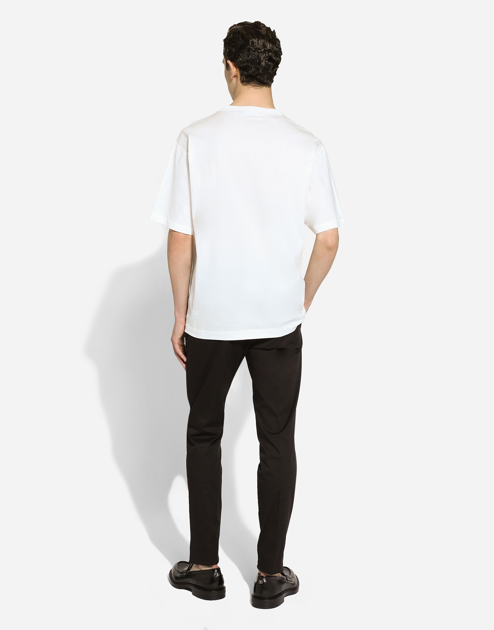 Cotton T-shirt with logo embroidery print - 3