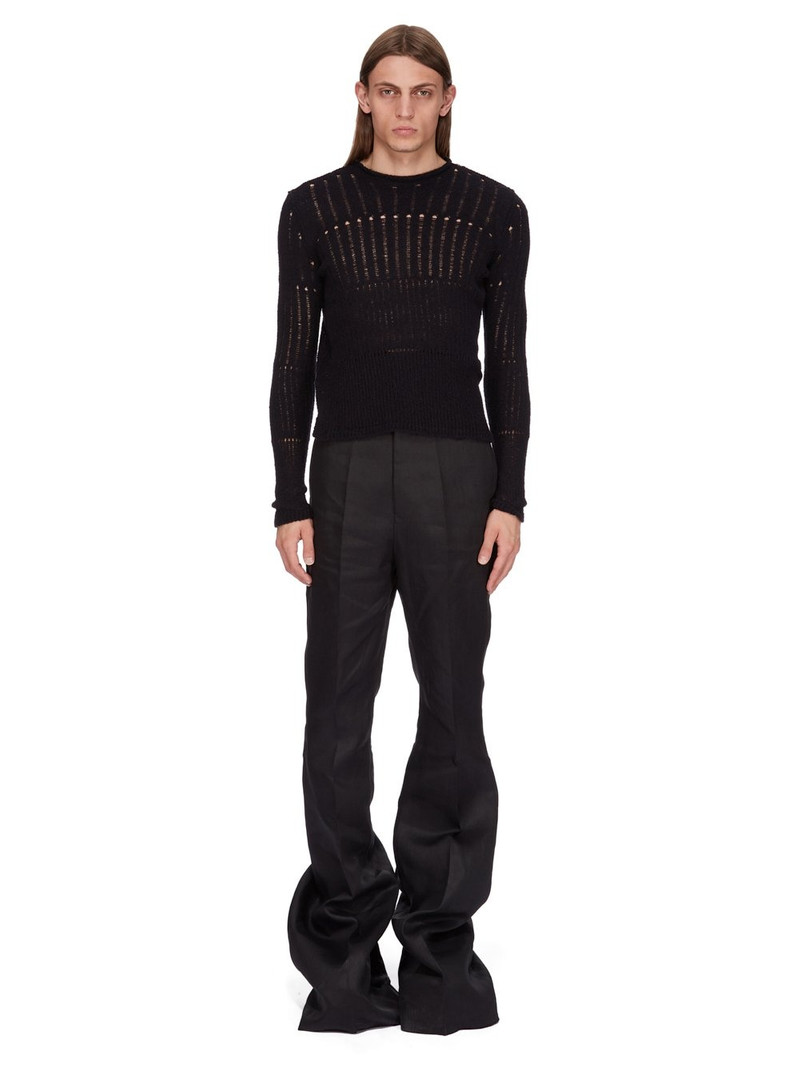 Rick Owens Black Hollywood Cropped Biker Round Neck Sweater outlook