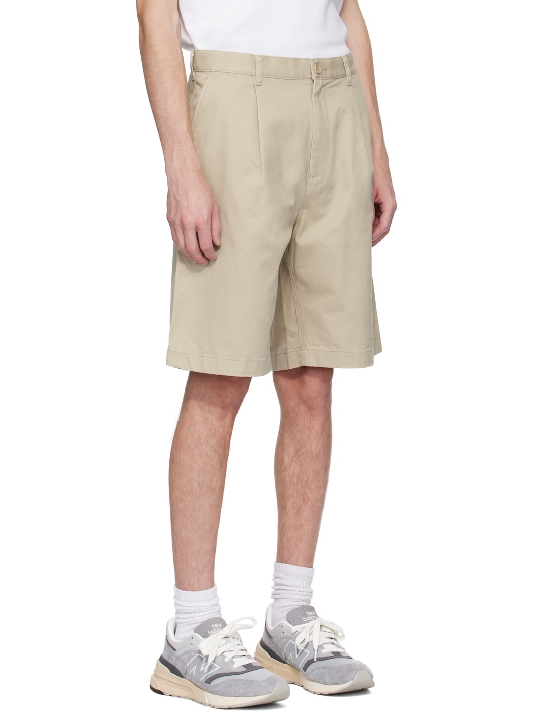 Beige Cotton Chino Sophomore Relaxed 10" Shorts - 2