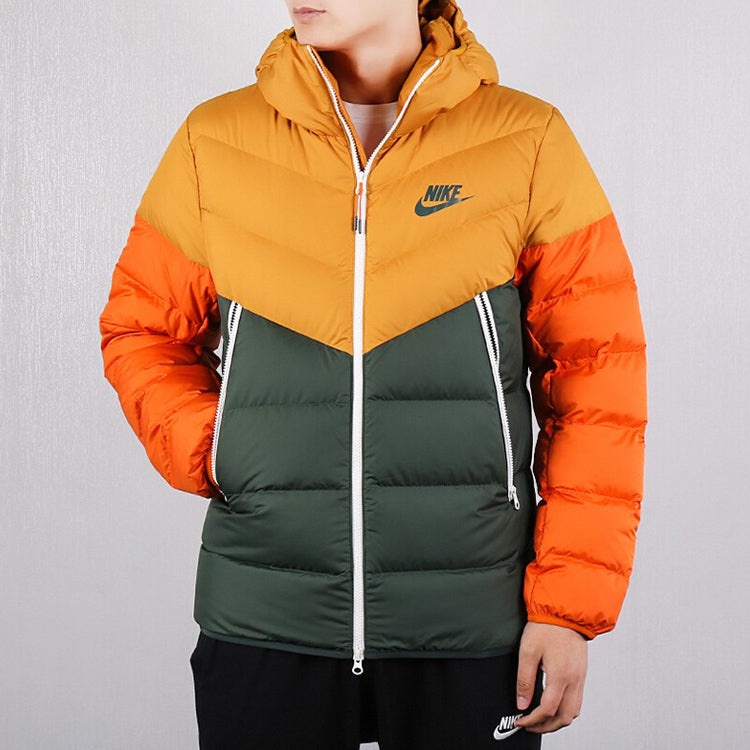 Nike Casual Sports Splicing Contrasting Colors hooded down Jacket 'Yellow Green' CU0226-727 - 3