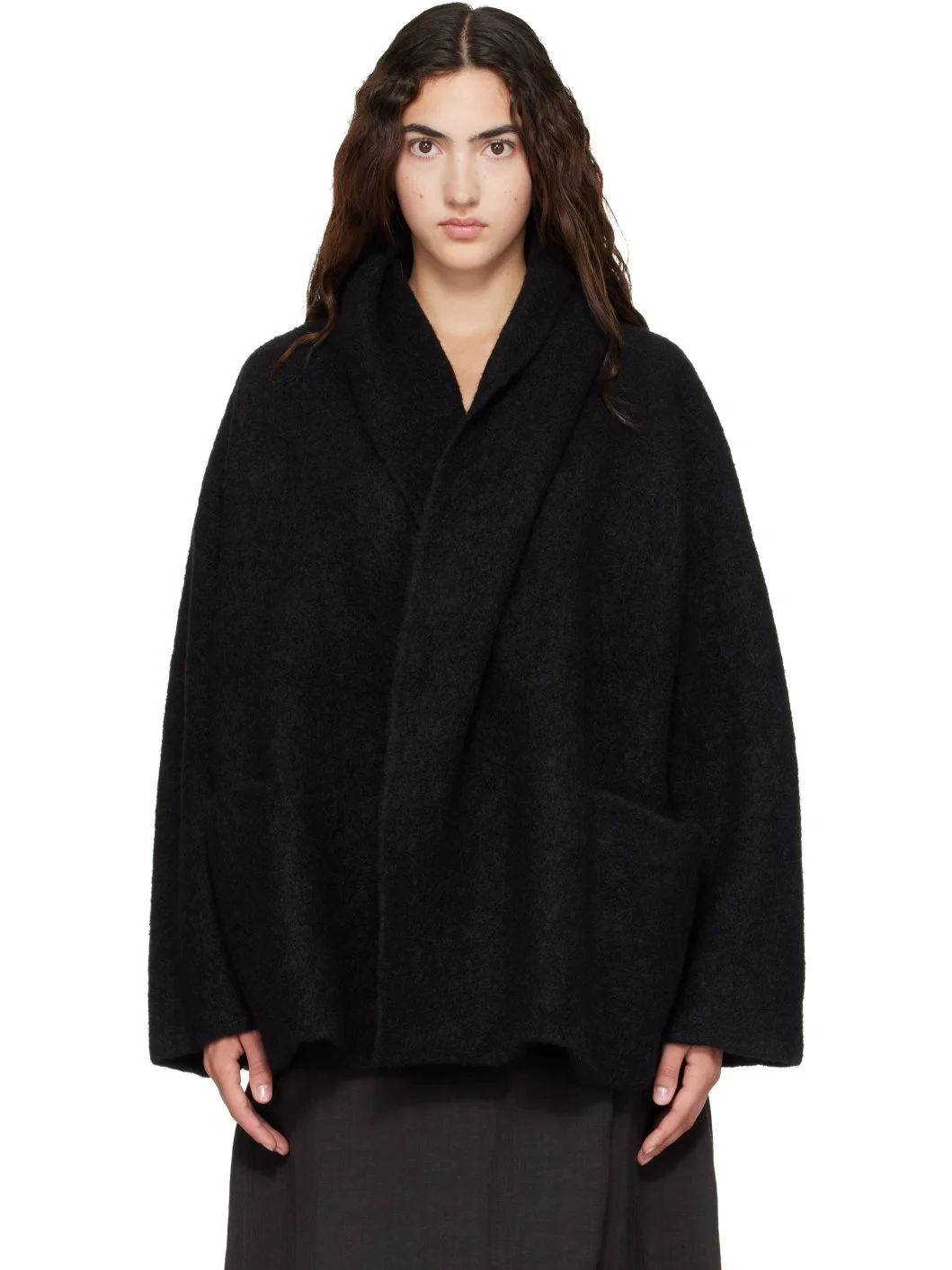 Black Double Face Coat - 1