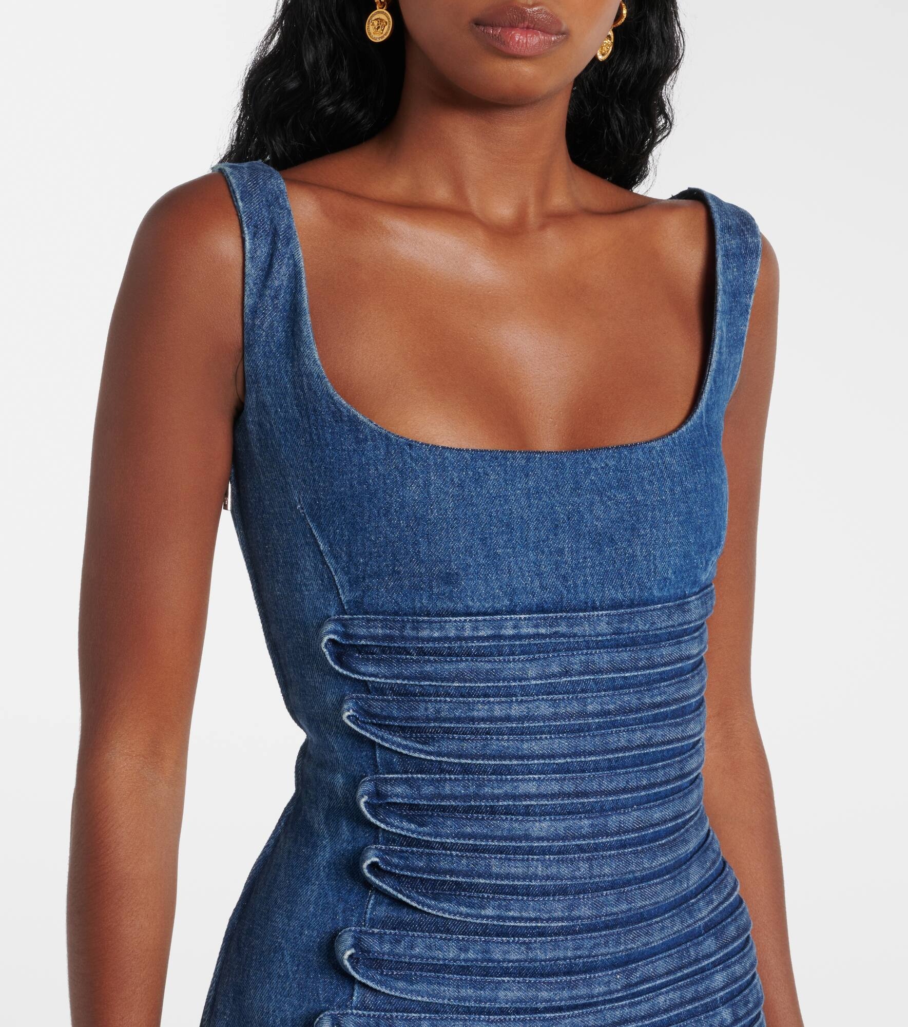 Appliqué denim midi dress - 4