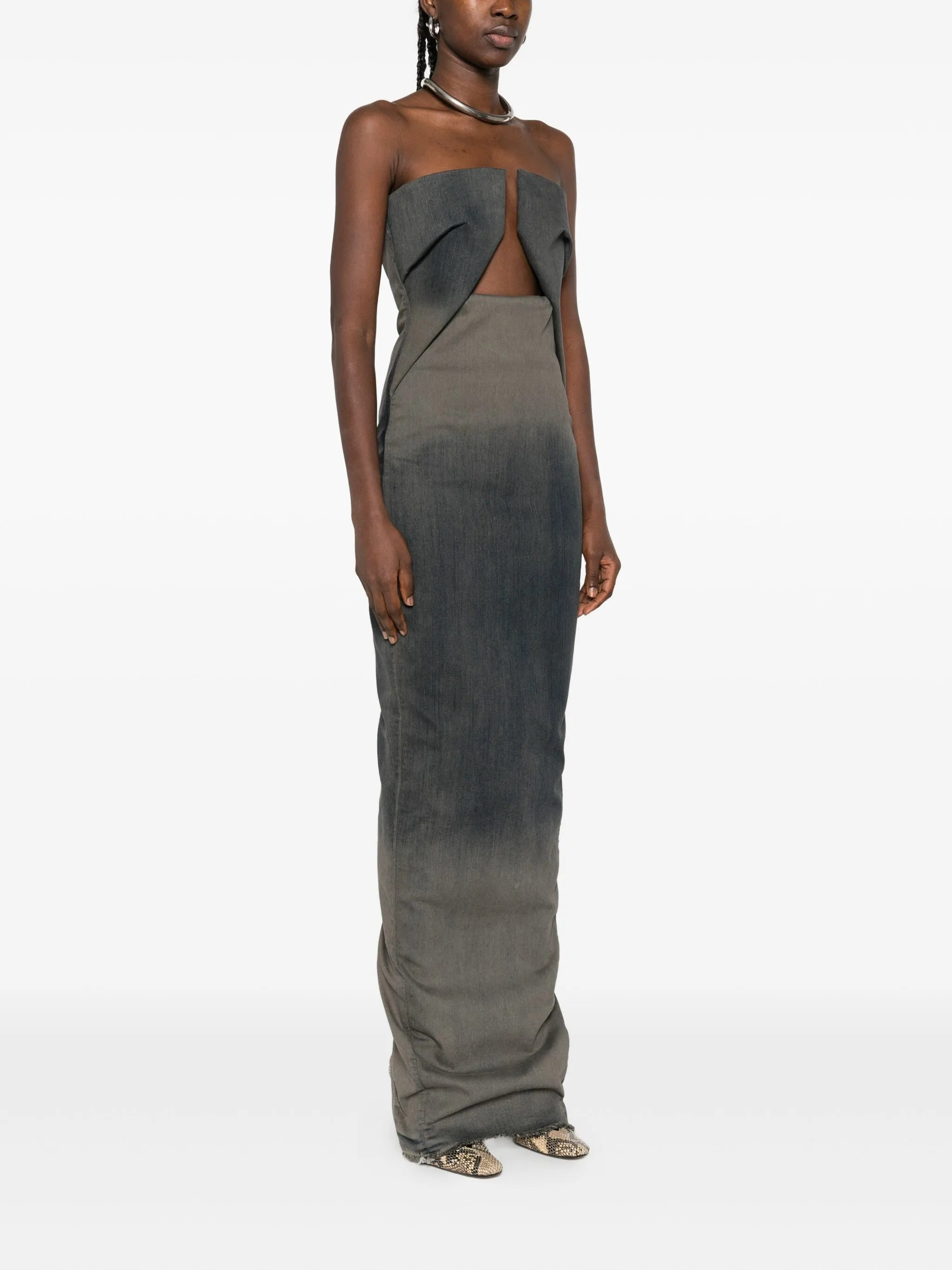 cut-out strapless dress - 3
