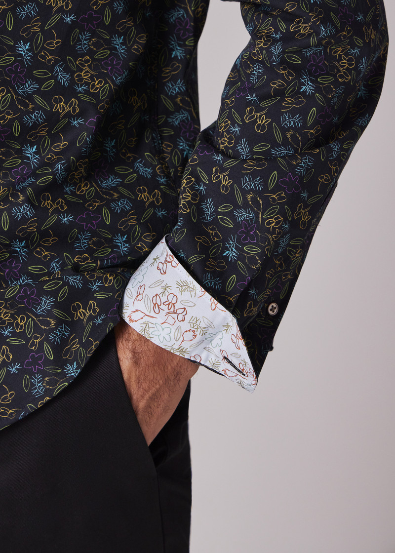 Black Organic Cotton 'Globe Flower' Shirt 6