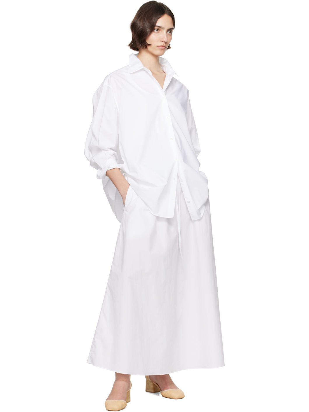 【関税込み】Matteau ホワイト Drawcord マキシスカート MATTEAU White Drawcord Maxi Skirt | ssense | REVERSIBLE