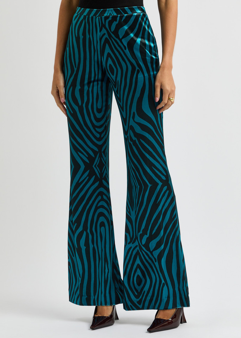 DIANE VON FURSTENBERG Diane Von Furstenberg Ruthette Printed Flared Velvet Trousers outlook