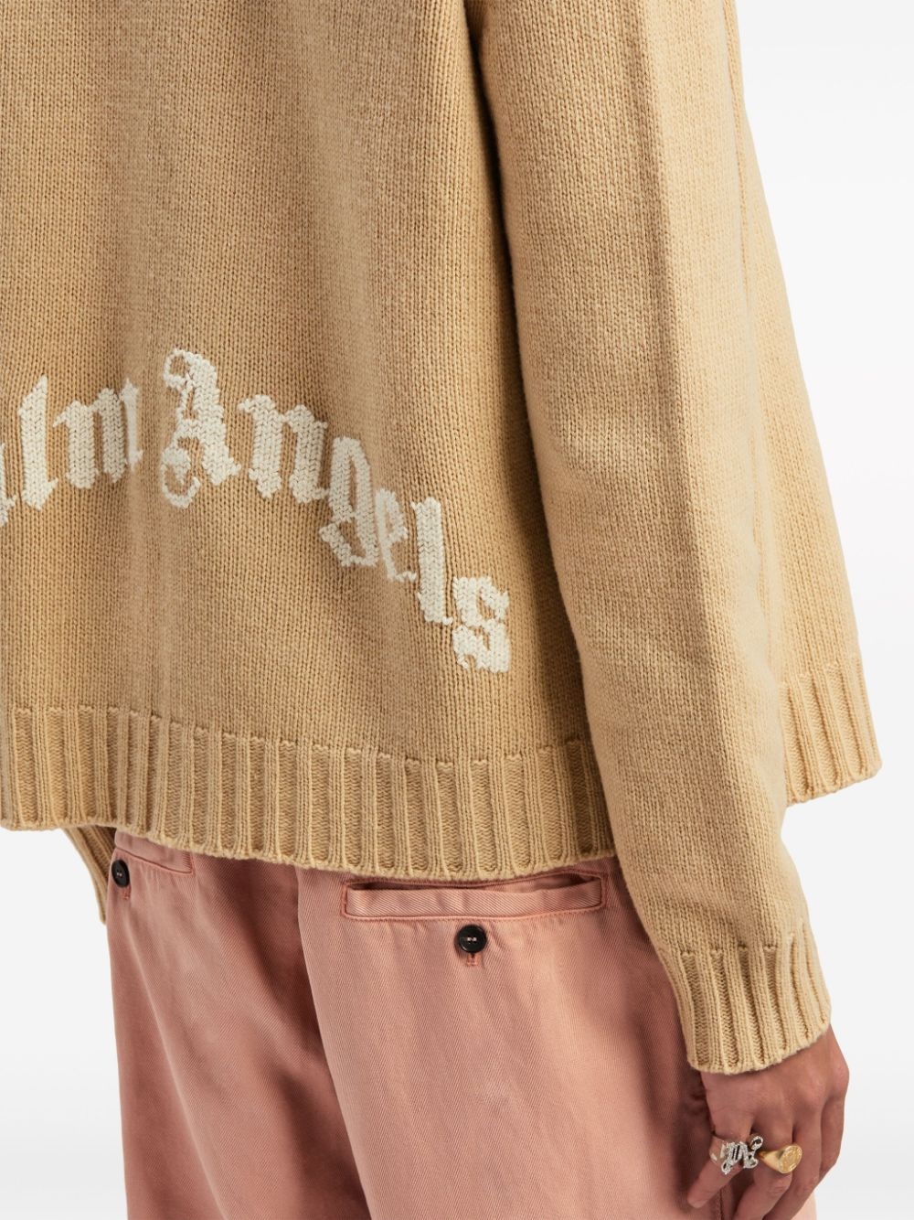 curved logo cardigan - 6