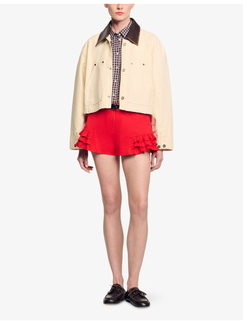 Contrast-Collar Cotton Workwear Jacket - 2