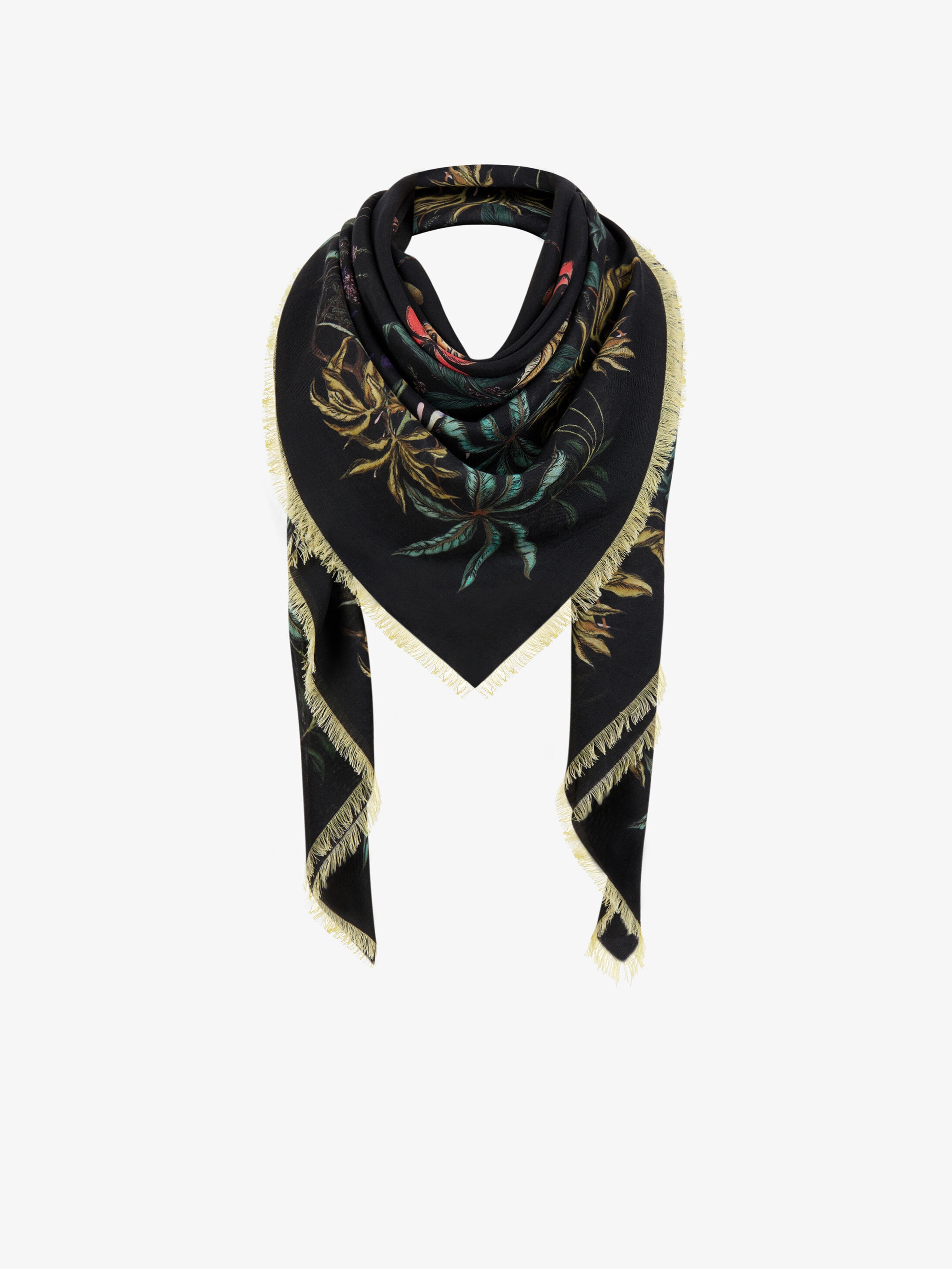 Large scarf in floral printed cashmere and silk - 5