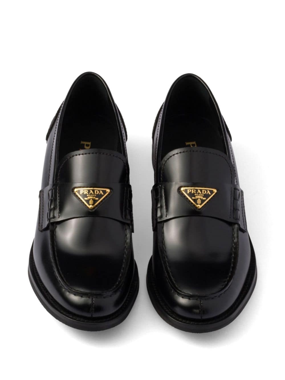brushed leather loafers - 4