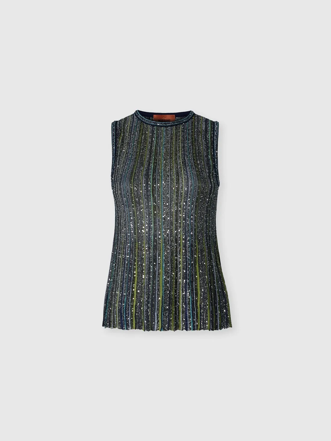 Sleeveless ribbed top with sequins - 1