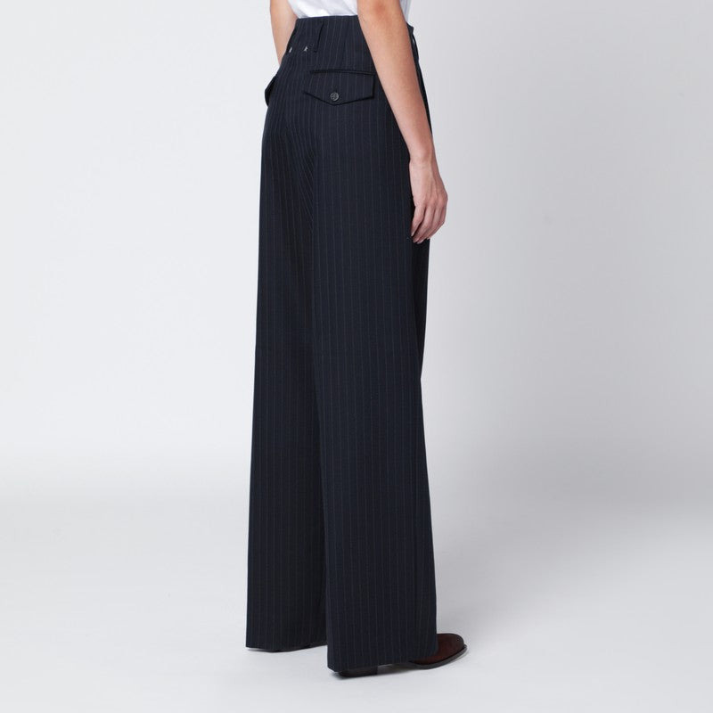 Golden Goose Navy Blue Pinstripe Trousers Women - 2
