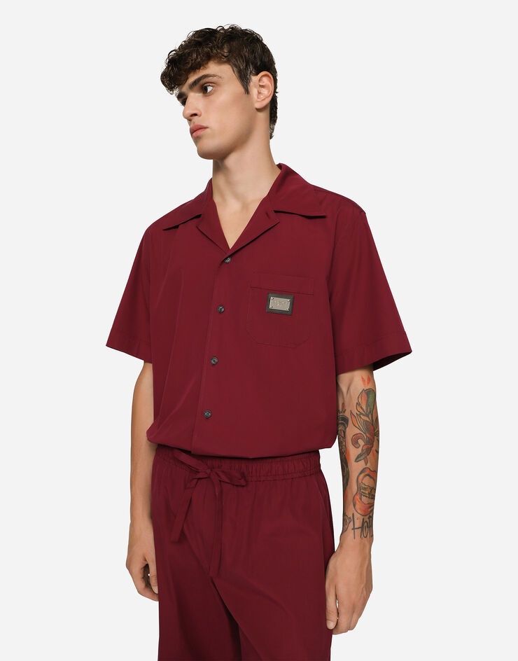 Cotton Hawaiian shirt with branded tag - 4