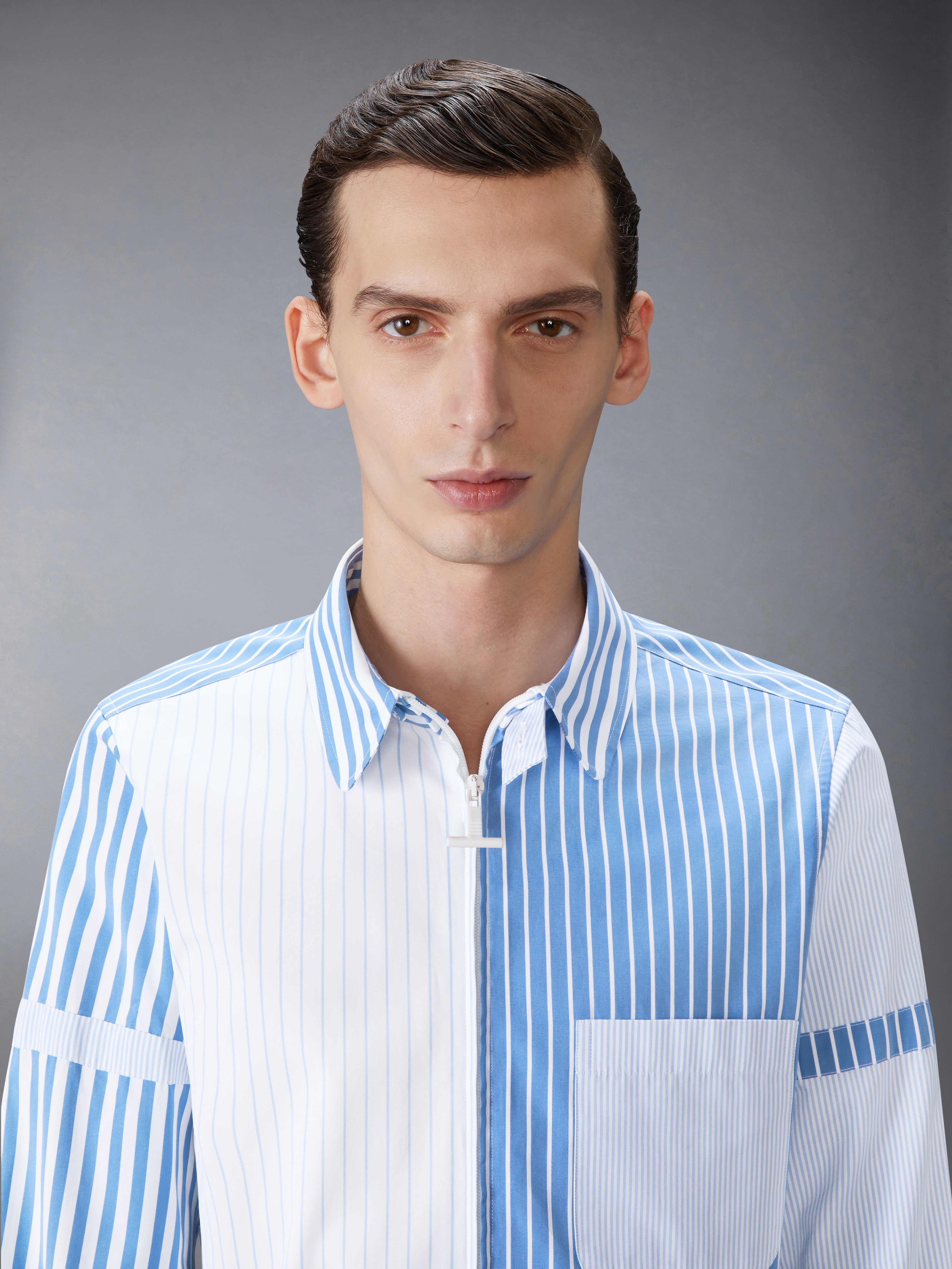 FUNMIX ARMBAND PINSTRIPE POPLIN STRAIGHT FIT SHIRT - 7