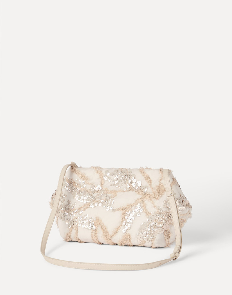 Brunello Cucinelli Silk organza pouch bag with dazzling seabed embroidery outlook