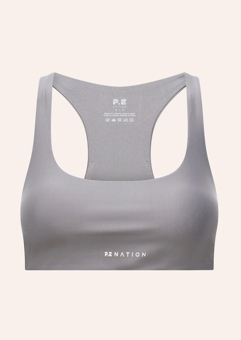 SIGNATURE SCOOP SPORTS BRA IN SILVER SHINE - 1