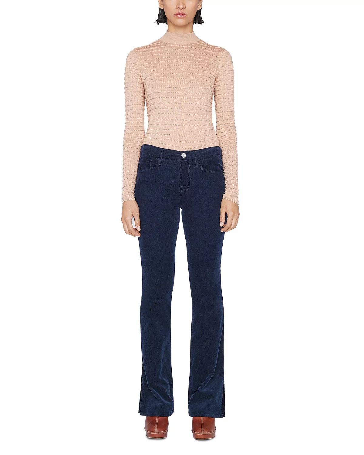 Le Mini High Rise Bootcut Jeans in Navy - 7
