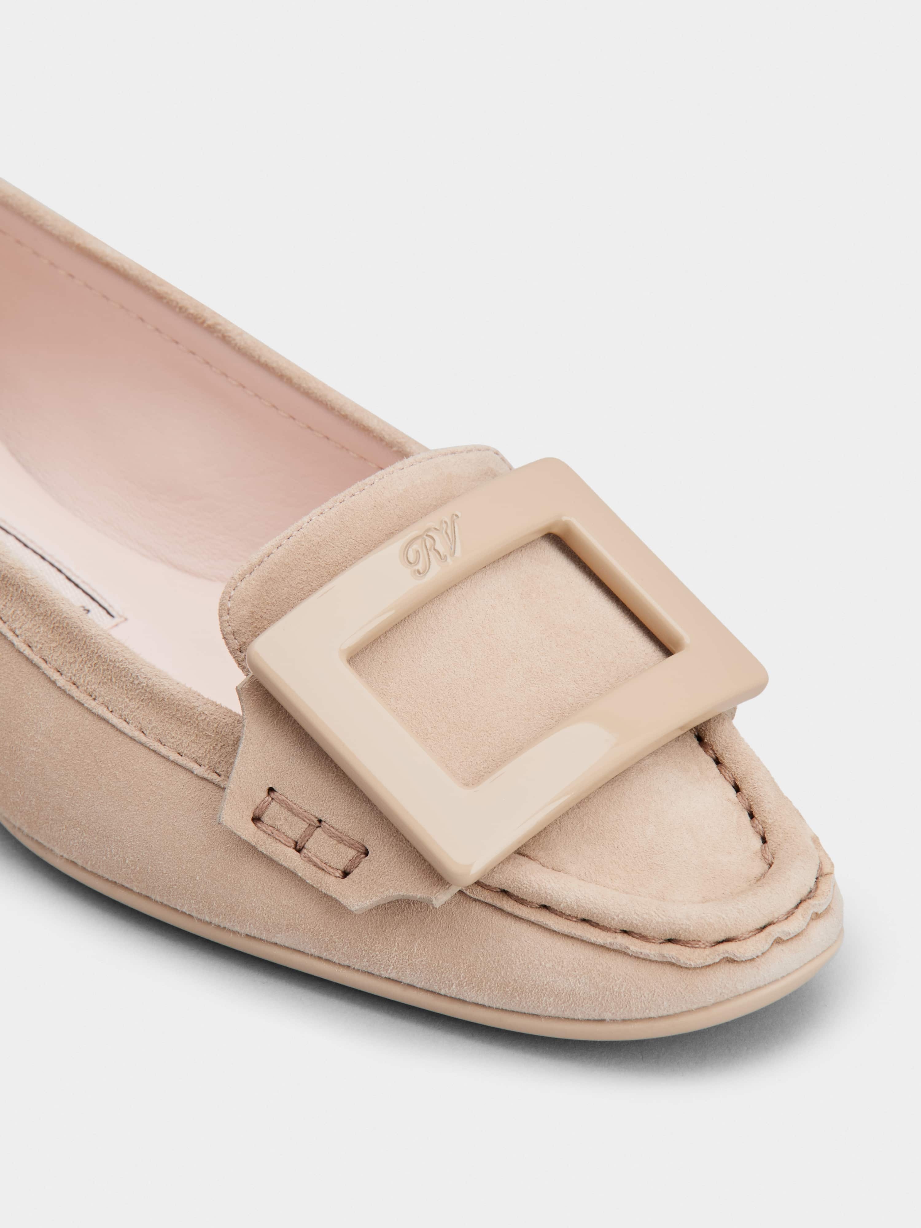 Lacquered Buckle Loafers  in Suede - 3