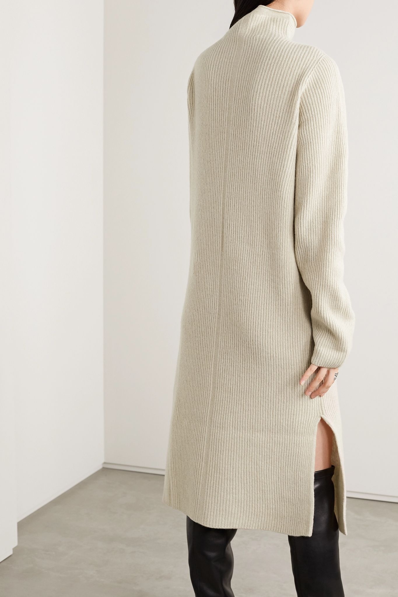 Moa ribbed wool and cashmere-blend turtleneck midi dress - 4