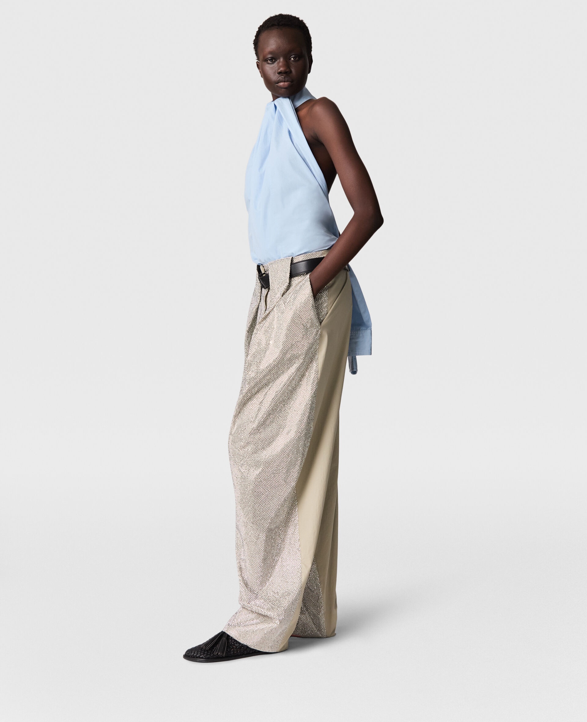 Halterneck Panel Sleeveless Top - 3