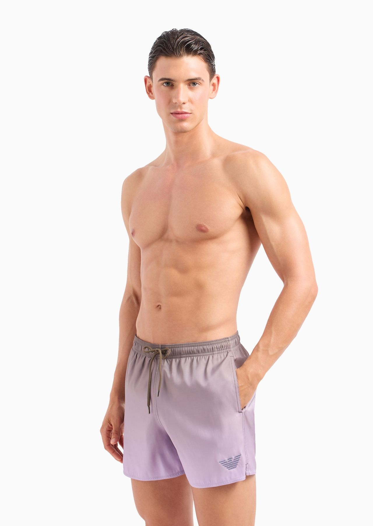 Printed iridescent fabric swim shorts - 2