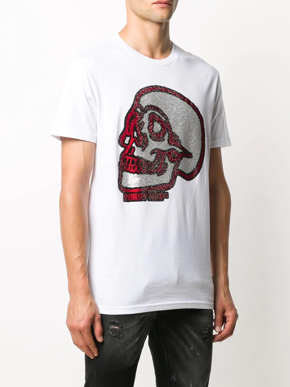 crystal outline skull T-shirt - 3