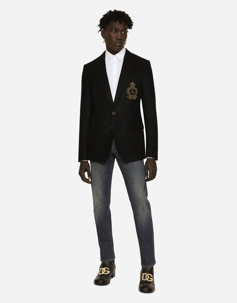 Dolce & Gabbana Single-breasted wool and cashmere jacket with DG patch outlook